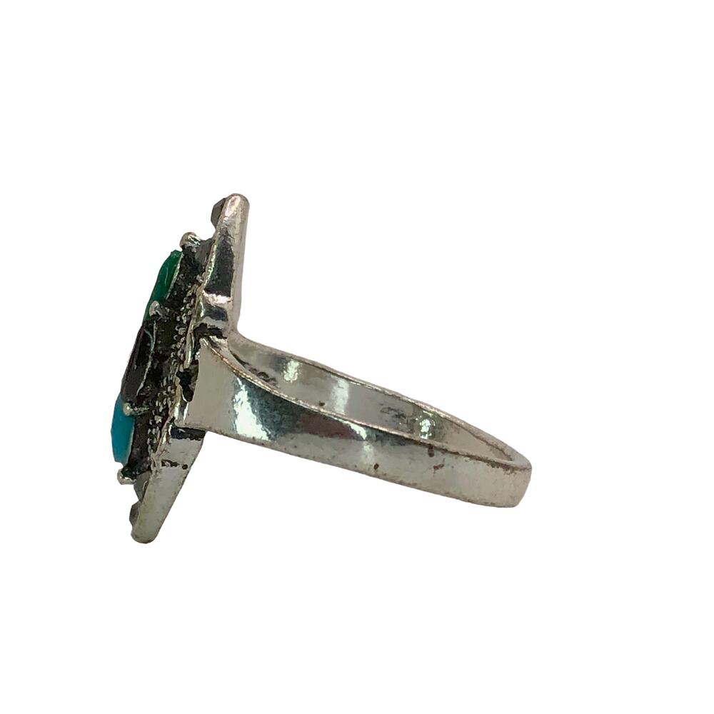 Silver and Multicolor Rhinestone Statement Ring - Size 10 - Picture 4 of 7